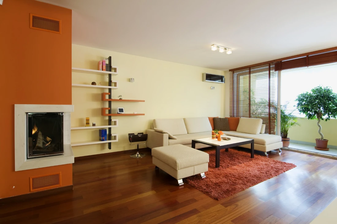 Pareti Arancione Panna Soggiorno Moderno